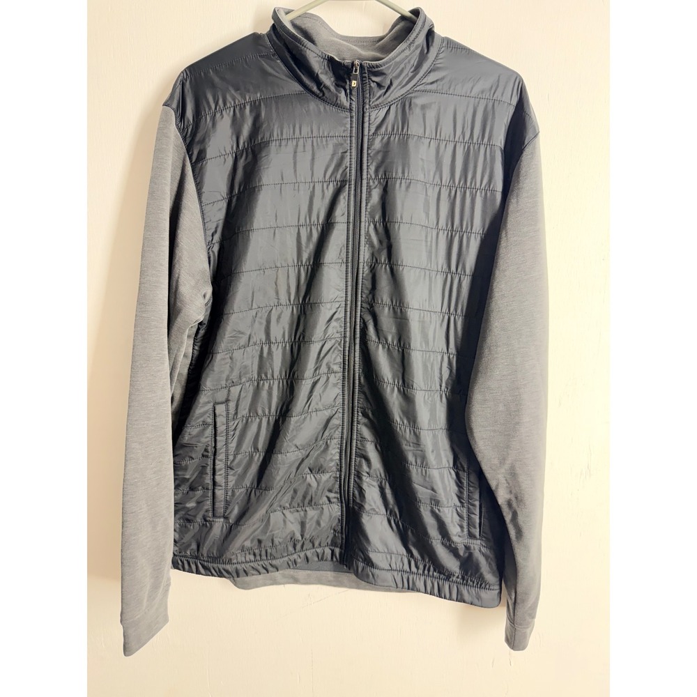 FootJoy Hybrid Golf Jacket Mens Large Gray Black Quilted Full Zip Insulated FJ